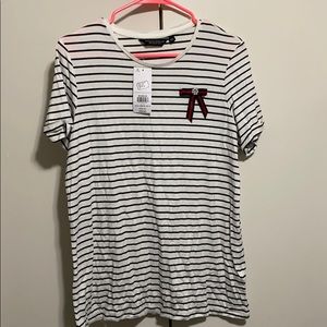 Dorothy Perkins size 10 striped t shirt with bow